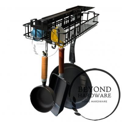 Kitchenware Pans Hanger;6 Hook Kitchen Accessories Hanger in Black Wide Hooks,kitchen Pull Out Hanger for Cabinet Organizer