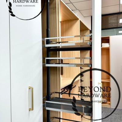 4-Tier Soft-Close Tall Pantry Pull-Out Unit with Deep MDF Baskets