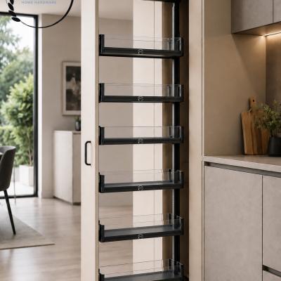 6 Layer tempered glass tall unit Kitchen Storage Pull out basket