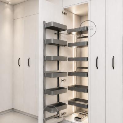 6 Layer Champagne Gold Aluminum Pantry Unit with Compact Laminate Base