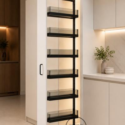 6 Layer Tempered Glass Black Side Pull-Out Basket