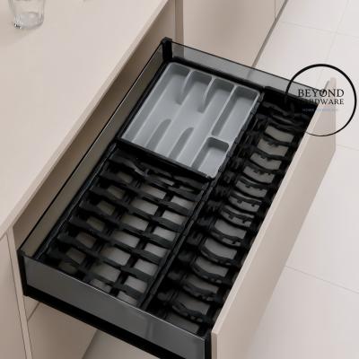 Glass & Stainless Steel Drawer Basket with Dish and Bowl Rack