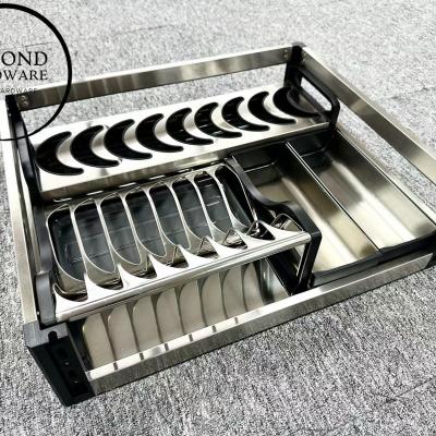 Stainless Steel Drawer Basket with Dish Rack and Cutlery Kitchen Organizer Basket