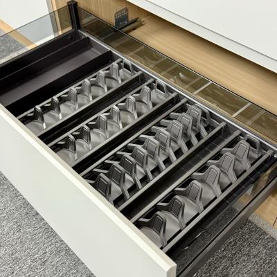 Modern Aluminum Glass Drawer Basket with New Design Dish Rack Kitchen Storage Basket